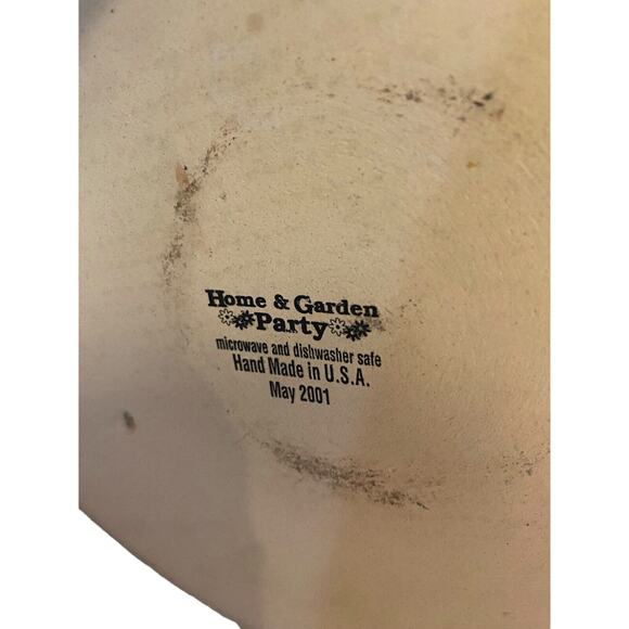 2002 Home and Garden Party floral pattern stoneware chip platter and dip bowl - Picture 5 of 5